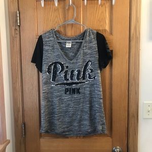 💙 PINK v neck tee shirt